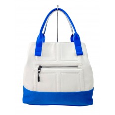 На фото 2 - Женская сумка из искусственной кожи, цвет бело-синяя