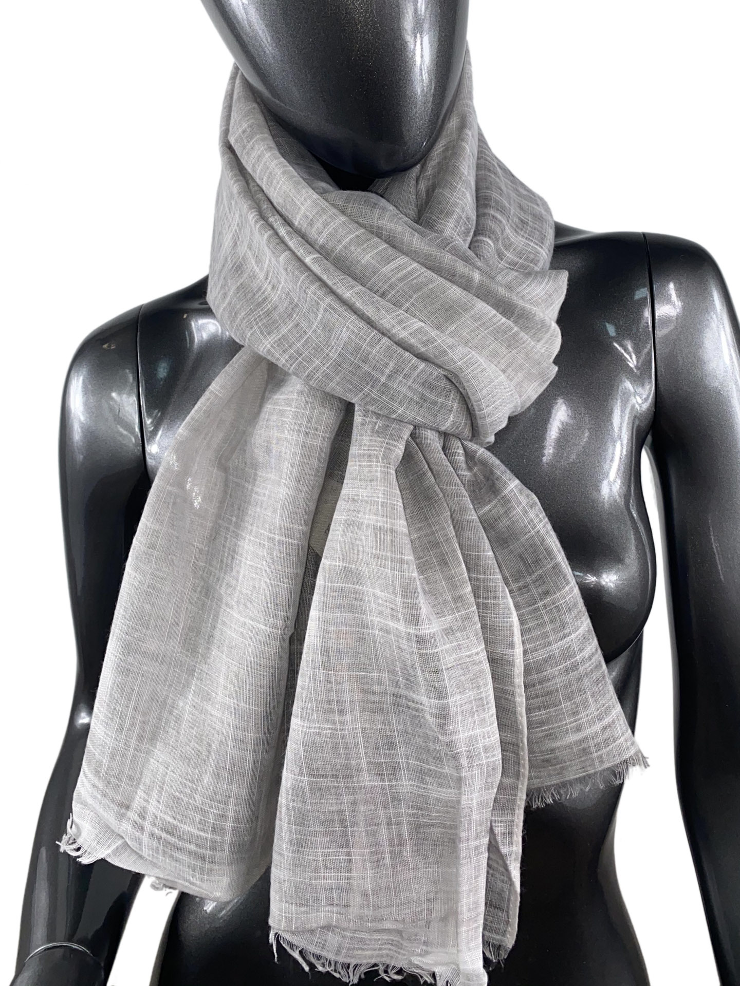 На фото 1 - Лёгкий шейный платок из хлопка и бамбука, цвет серый