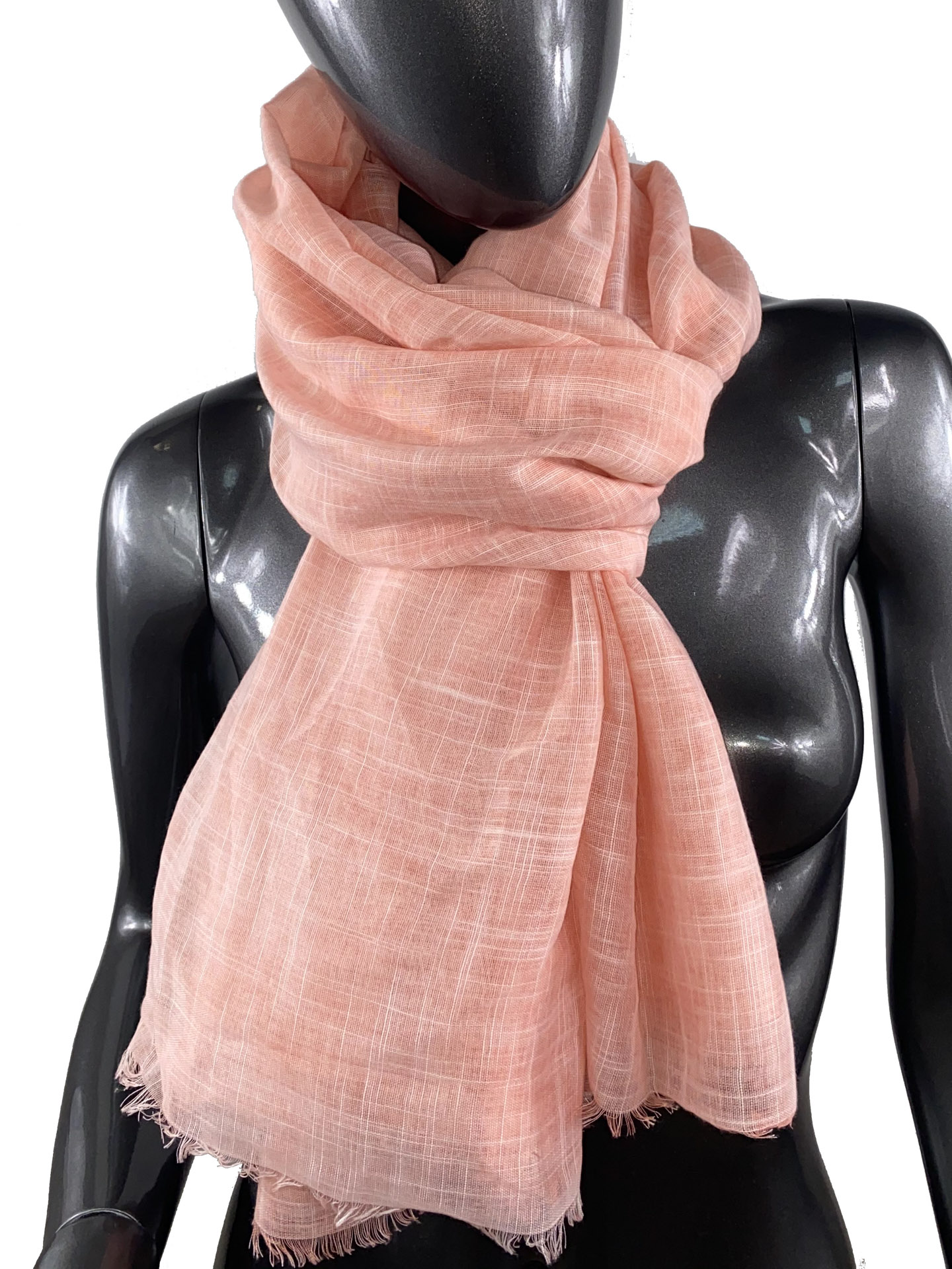 На фото 1 - Лёгкий шейный платок из хлопка и бамбука, цвет лососевый