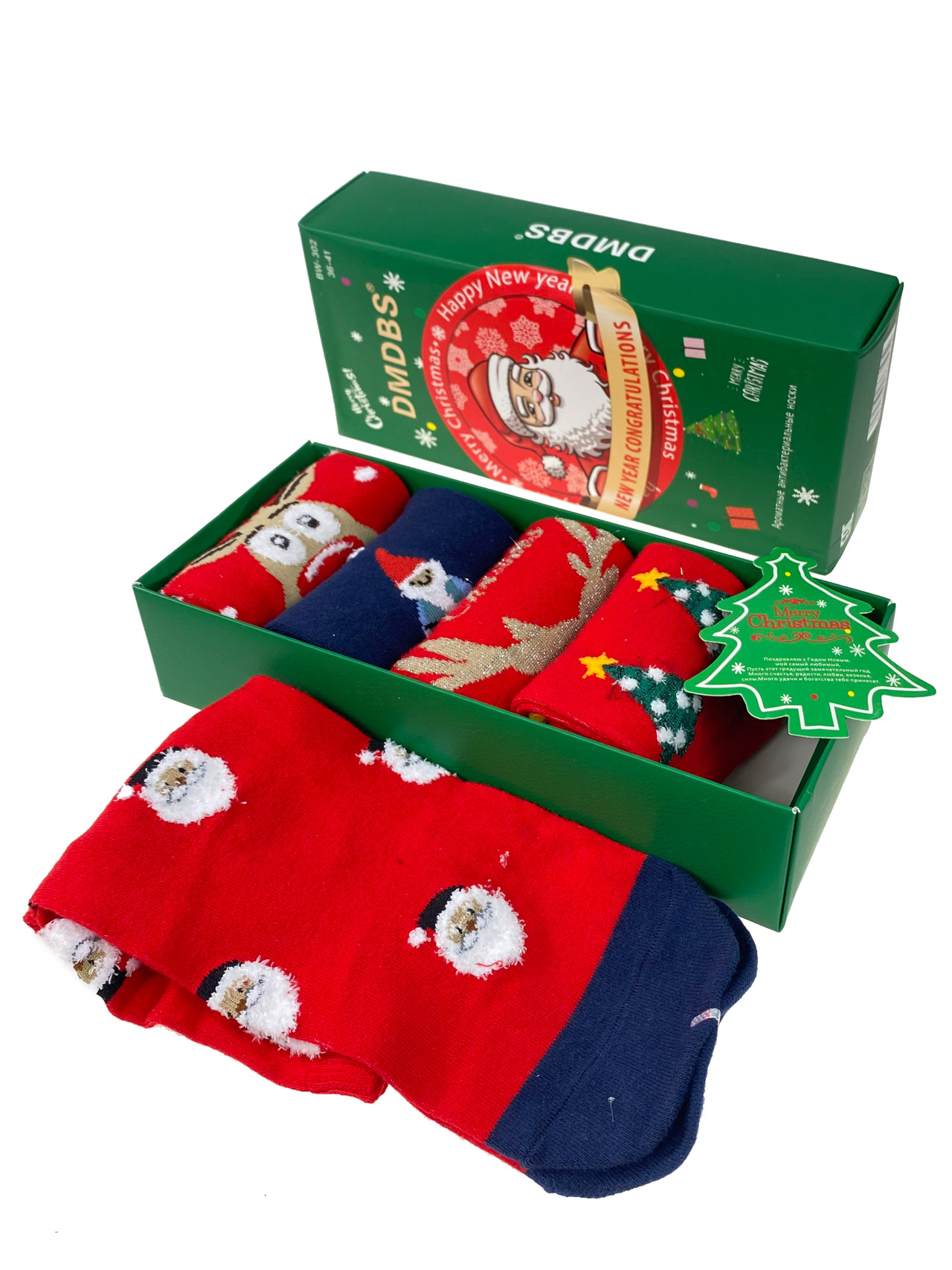 На фото 1 - Новогодний подарочный набор ароматизированных женских носков