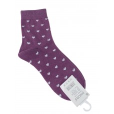 На фото 1 - Женские носки с принтом "Сердечки", цвет баклажан