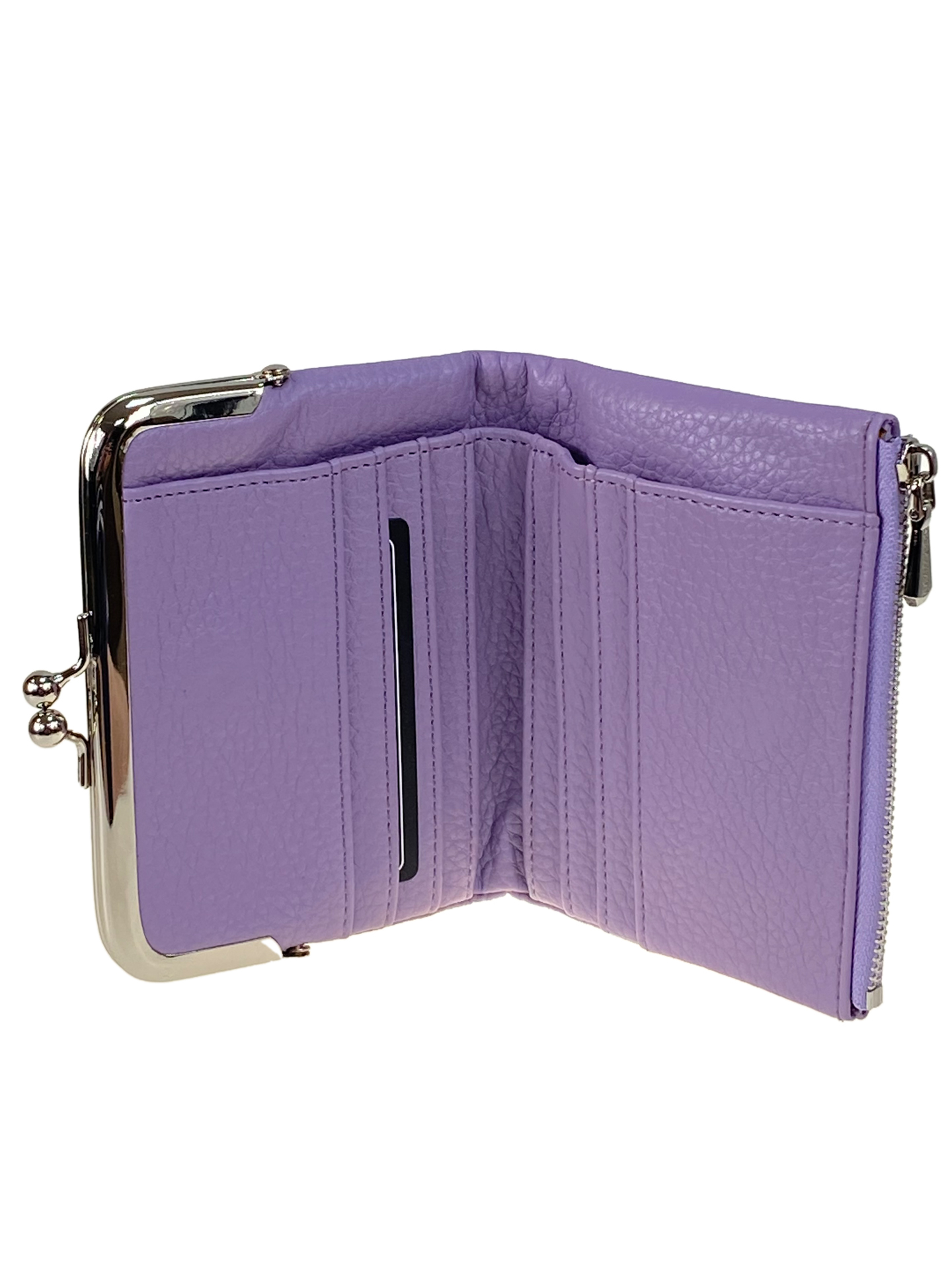 На фото 2 - Женское портмоне с фермуаром из искусственной кожи, цвет фиолетовый