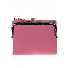 На фото 1 - Женское портмоне с фермуаром из искусственной кожи, цвет розовый