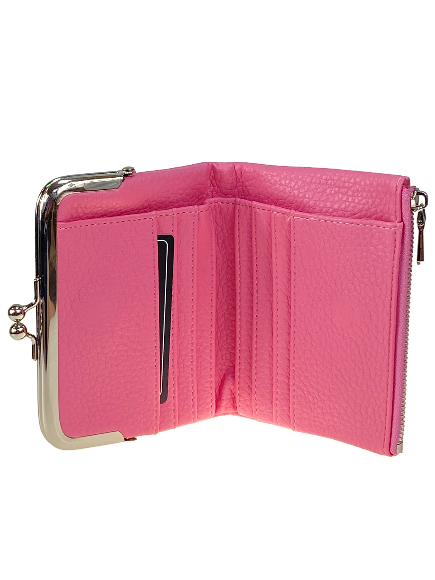 На фото 2 - Женское портмоне с фермуаром из искусственной кожи, цвет розовый