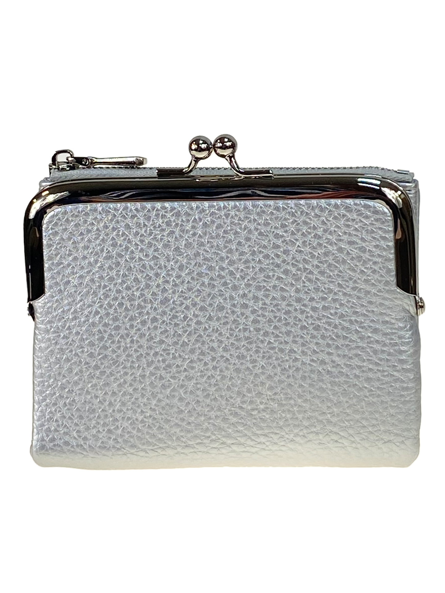 На фото 1 - Женское портмоне с фермуаром из искусственной кожи, цвет серебро