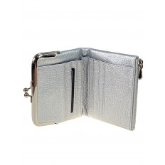На фото 2 - Женское портмоне с фермуаром из искусственной кожи, цвет серебро