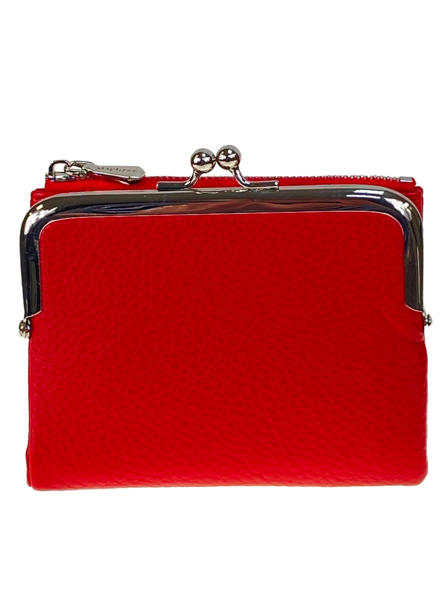 На фото 1 - Женское портмоне с фермуаром из искусственной кожи, цвет красный