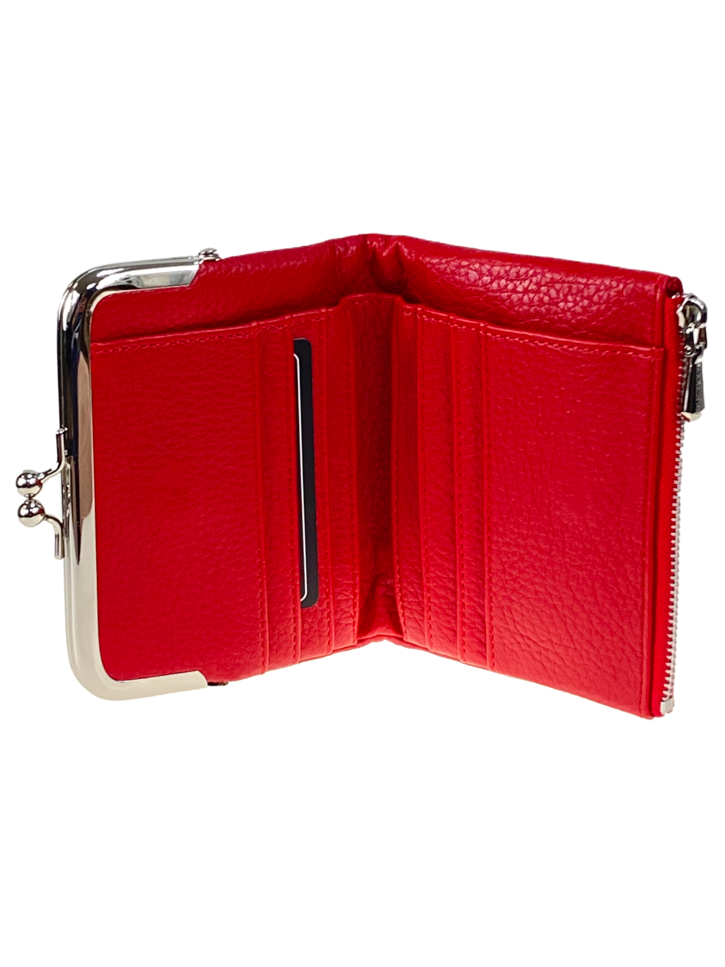 На фото 2 - Женское портмоне с фермуаром из искусственной кожи, цвет красный