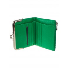 На фото 2 - Женское портмоне с фермуаром из искусственной кожи, цвет зеленый