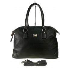 На фото 2 - Женская дорожная сумка из искусственной кожи, цвет чёрный