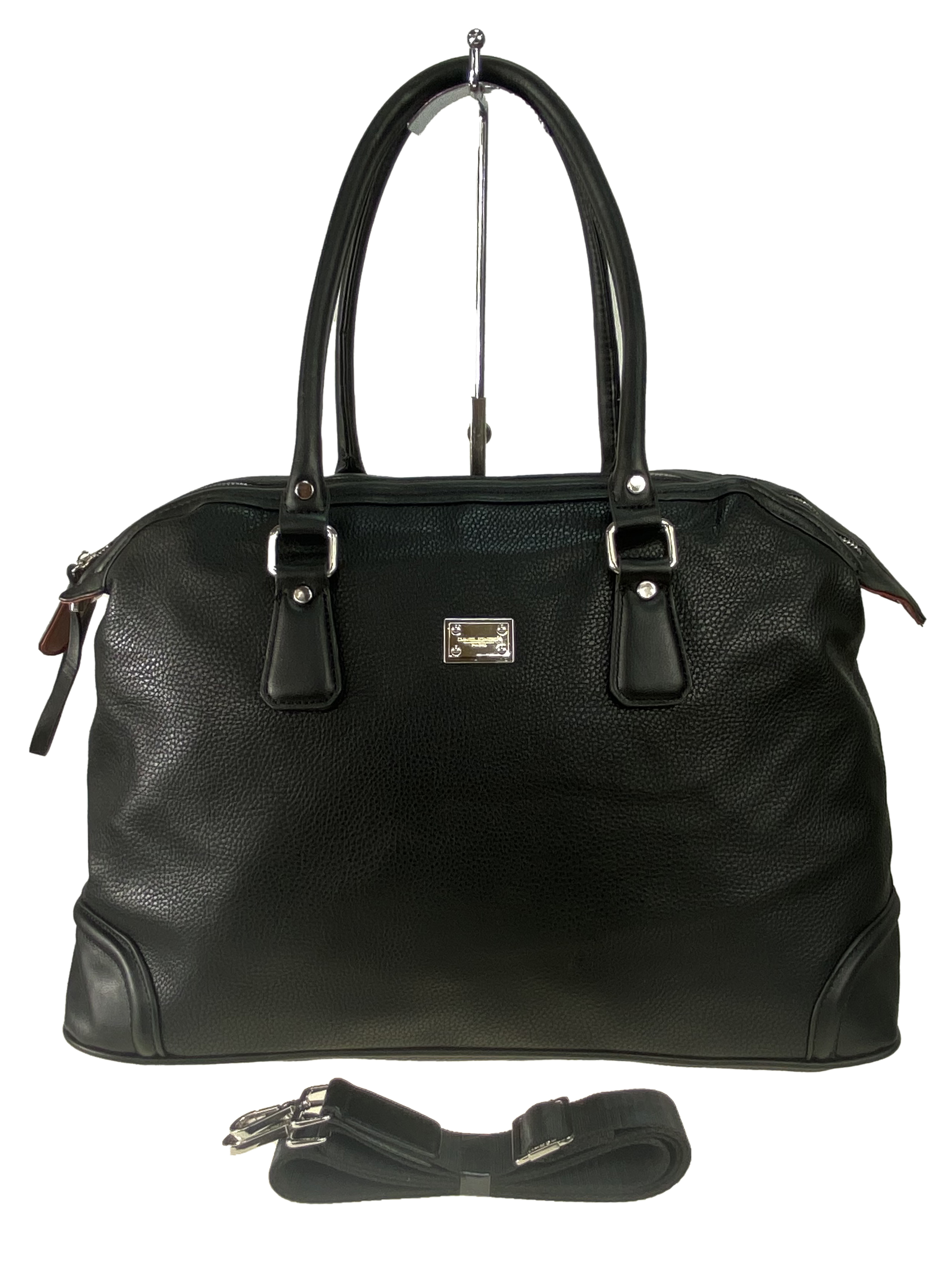 На фото 2 - Женская дорожная сумка из искусственной кожи, цвет чёрный