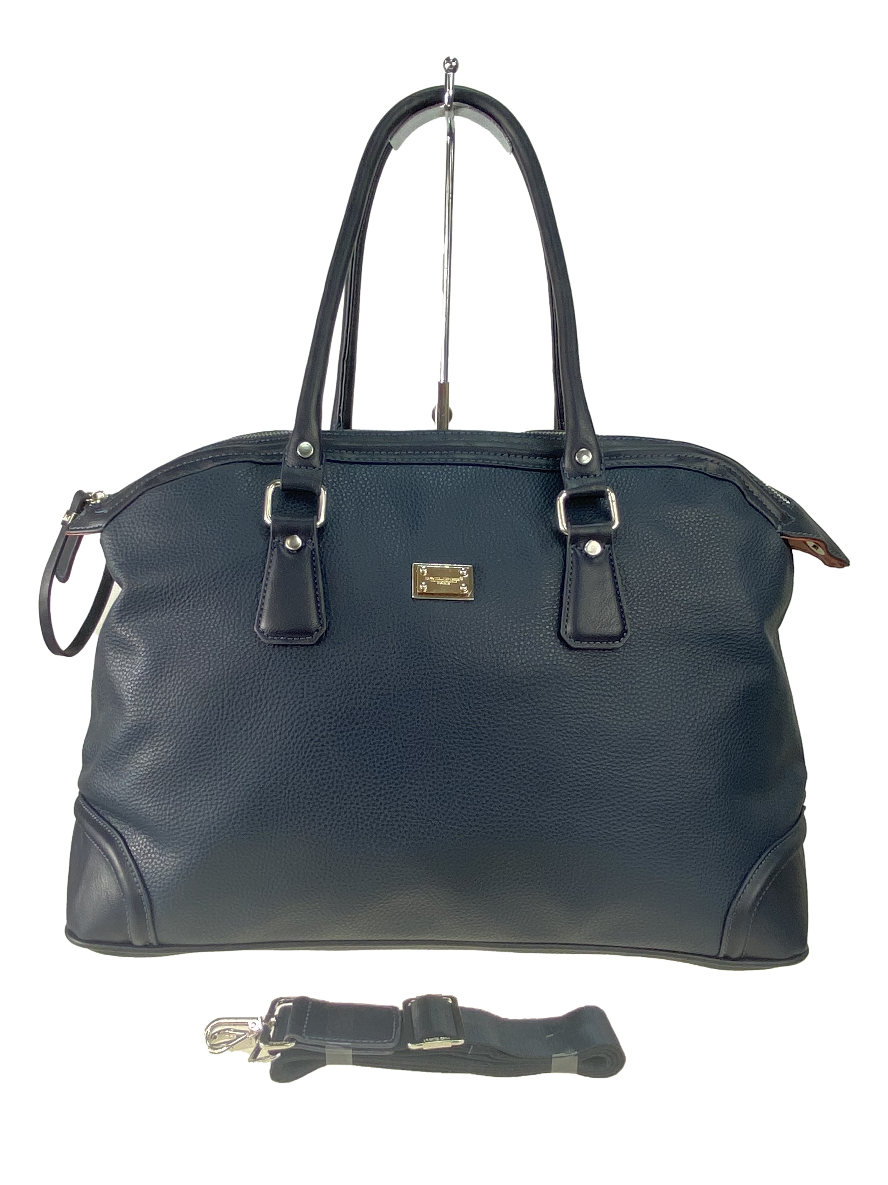 На фото 2 - Женская дорожная сумка из искусственной кожи, цвет тёмно-синий
