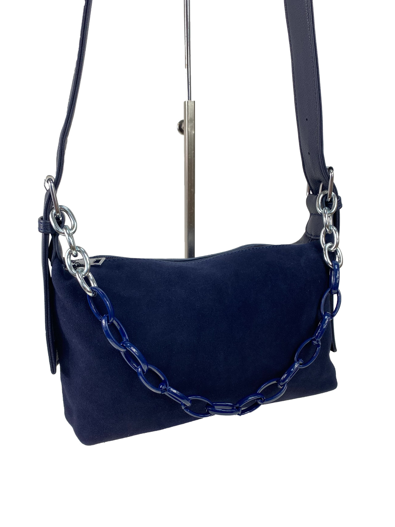 На фото 1 - Женская сумки  из натуральной замши и искусственной кожи, цвет синий