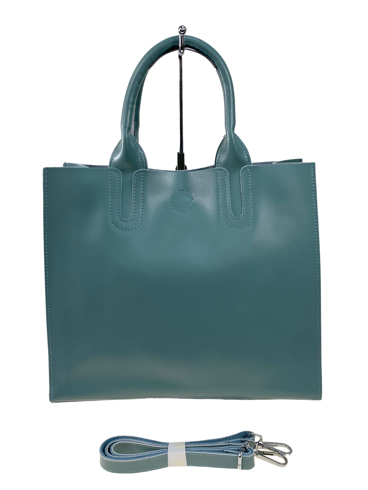 На фото 2 - Женская сумка из натуральной кожи, цвет бирюзовый