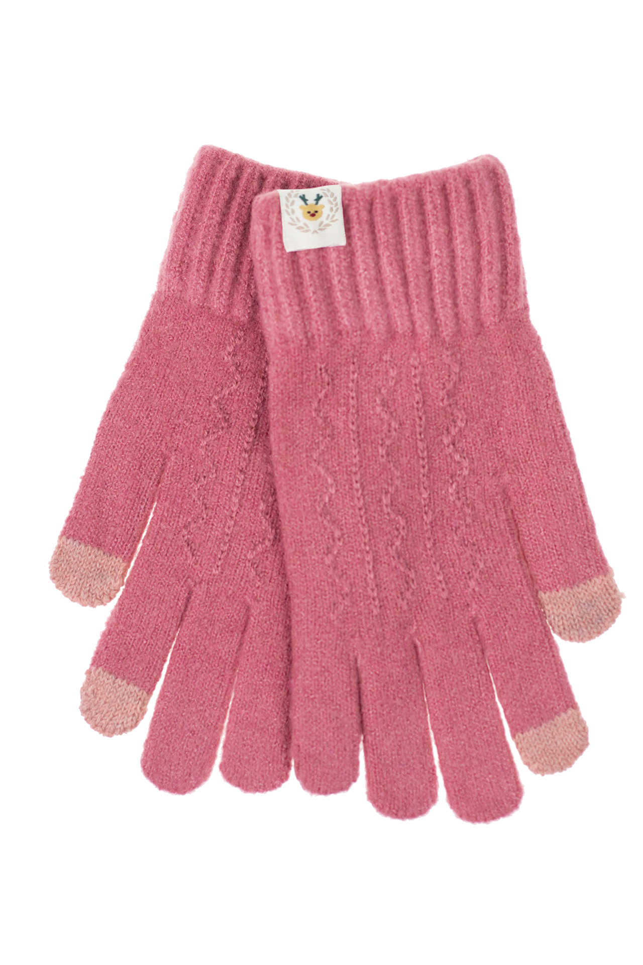 На фото 1 - Женские перчатки из шерсти с орнаментом и термонаклейкой, цвет малиновый