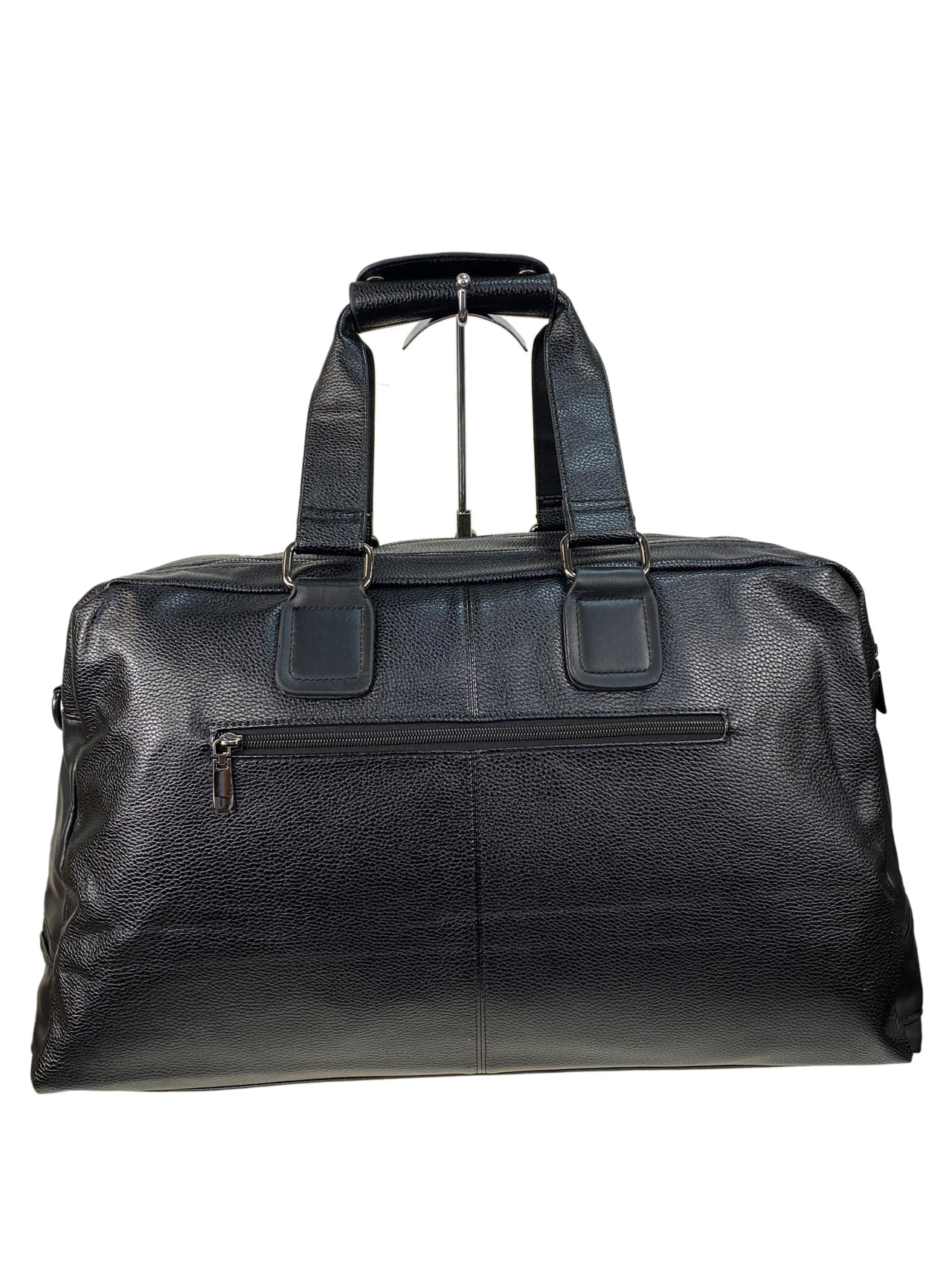 На фото 2 - Дорожная сумка из искусственной кожи, цвет черный
