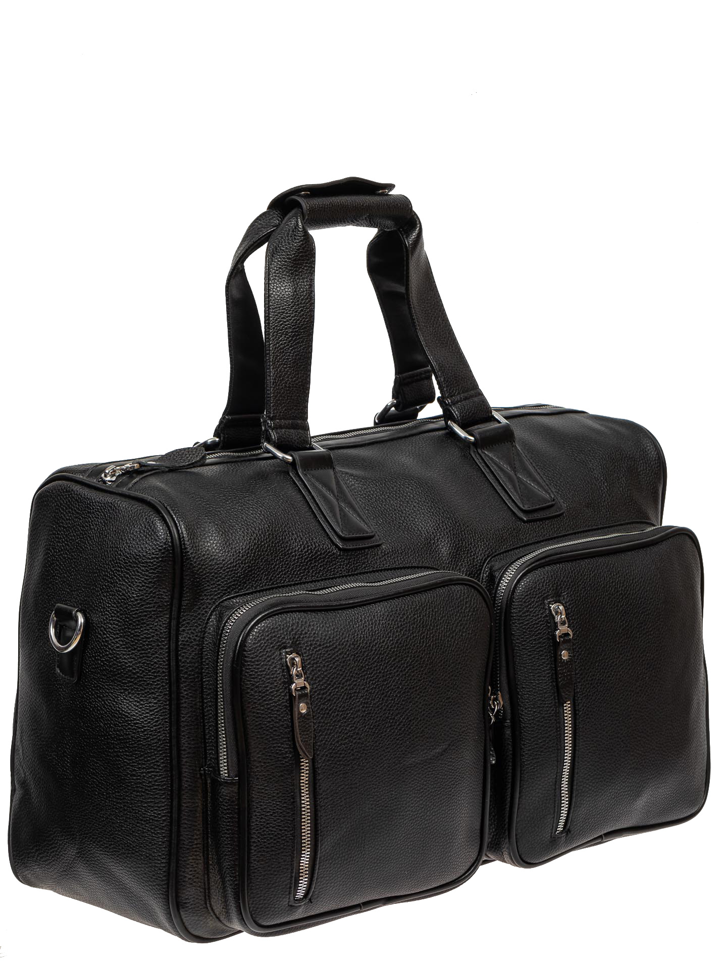 На фото 1 - Большая багажная сумка из фактурной искусственной кожи, цвет чёрный