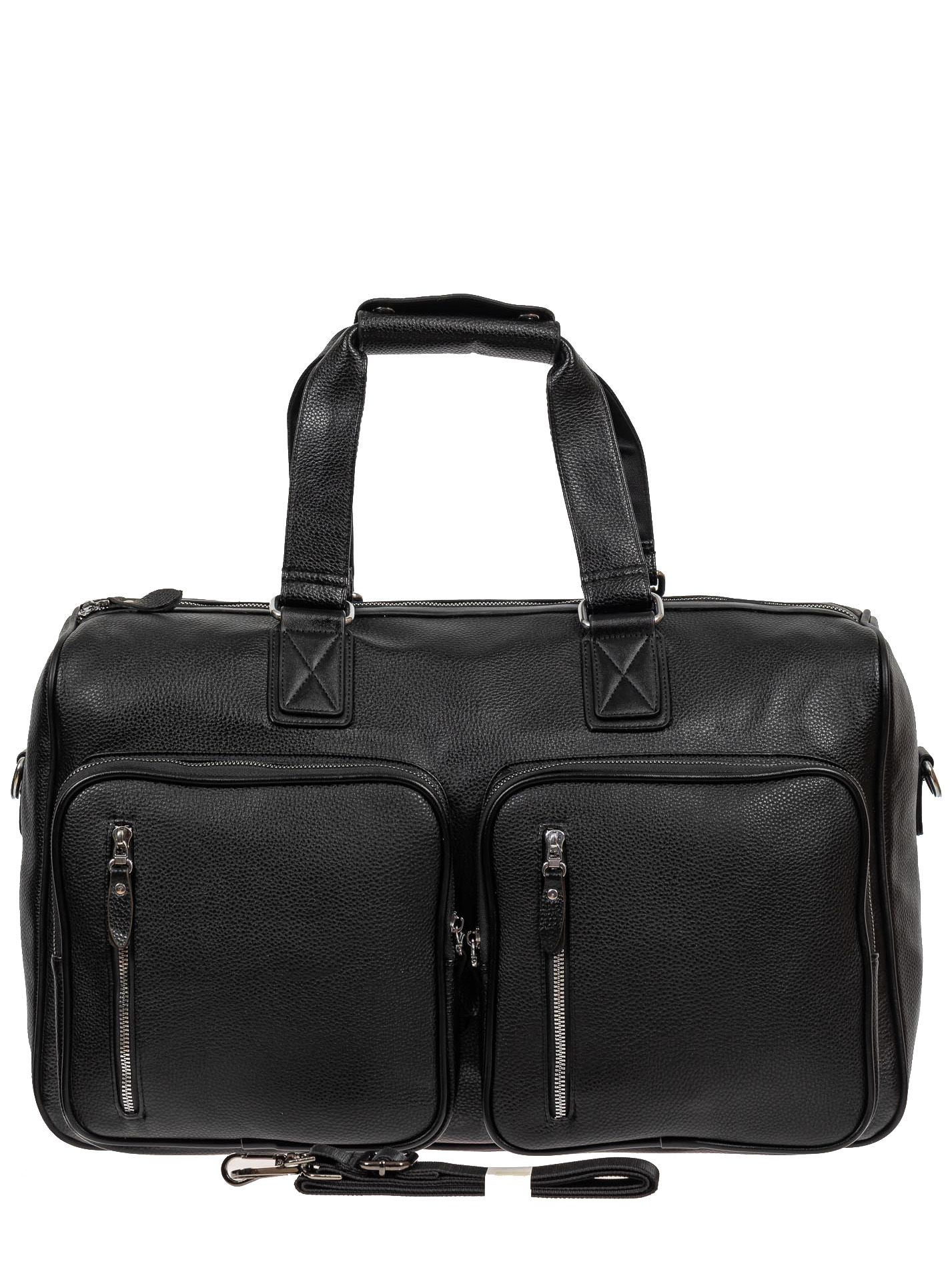 На фото 2 - Большая багажная сумка из фактурной искусственной кожи, цвет чёрный