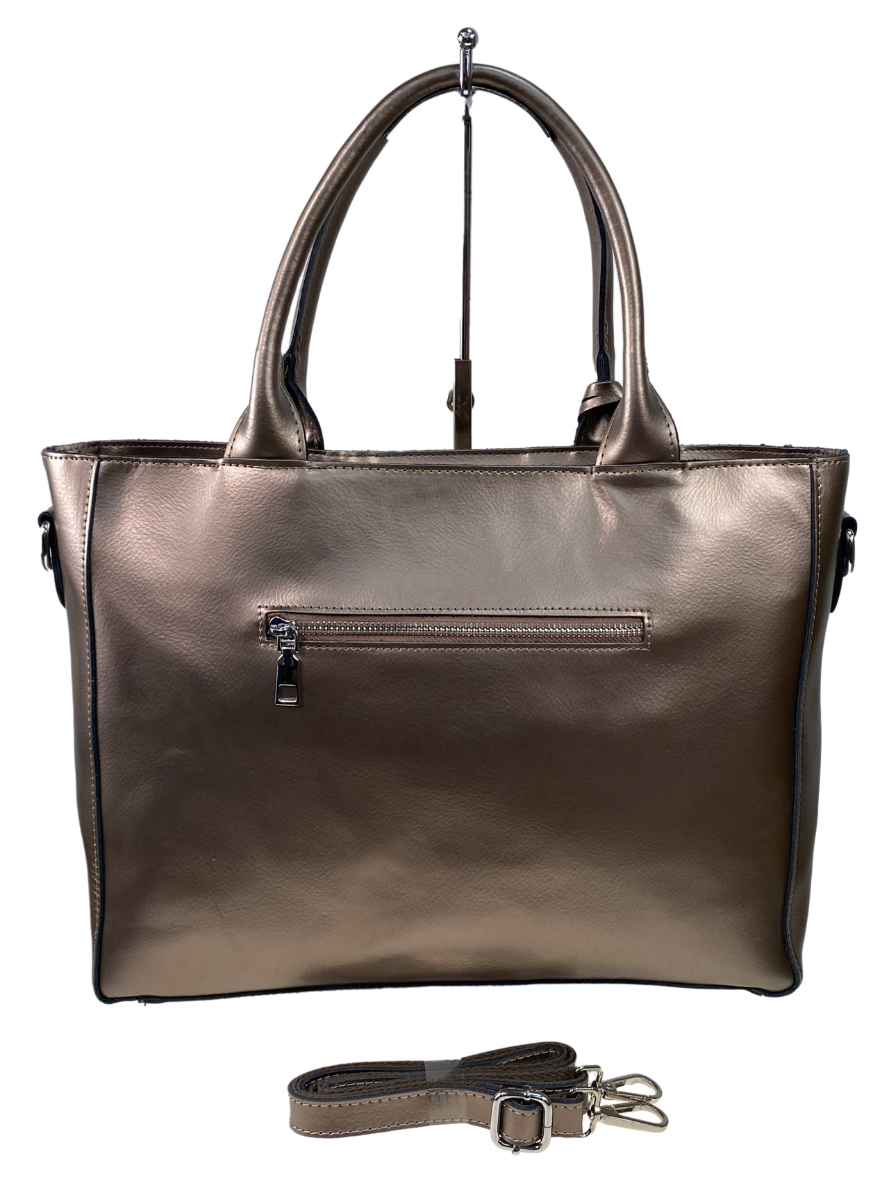 На фото 2 - Женская сумка из натуральной кожи, цвет бронза