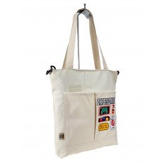 На фото 3 - Женская сумка шоппер из текстиля, цвет молочный