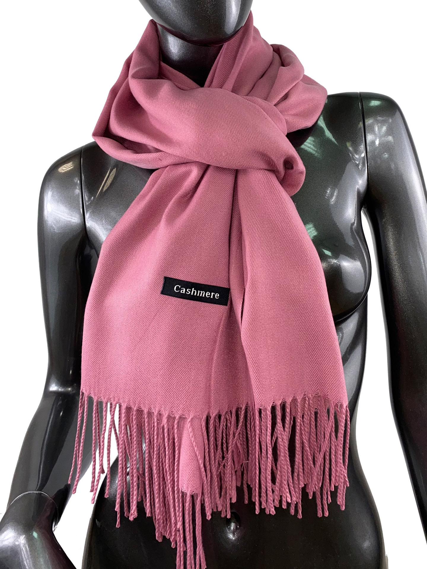 На фото 1 - Однотонный шарф-палантин из кашемира, цвет розового чая