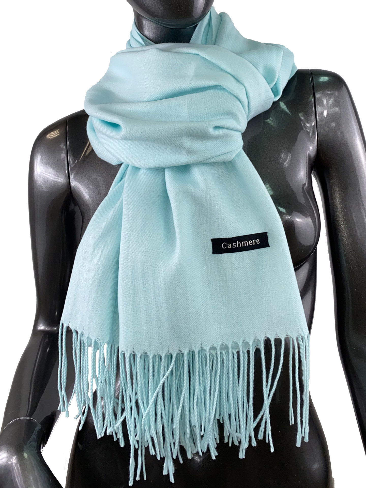 На фото 1 - Однотонный шарф-палантин из кашемира, цвет нежная мята