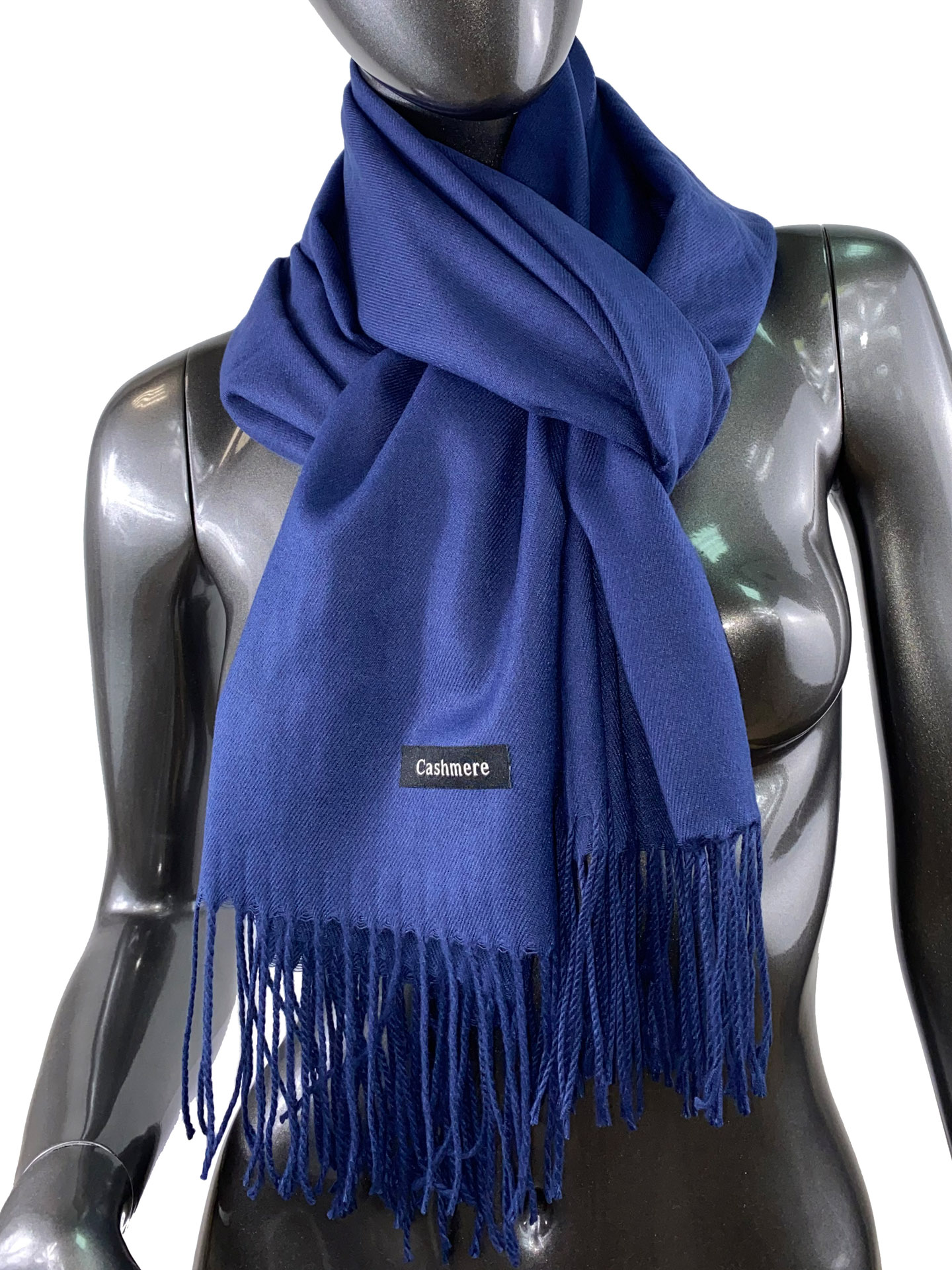 На фото 1 - Однотонный шарф-палантин из кашемира, цвет берлинской лазури