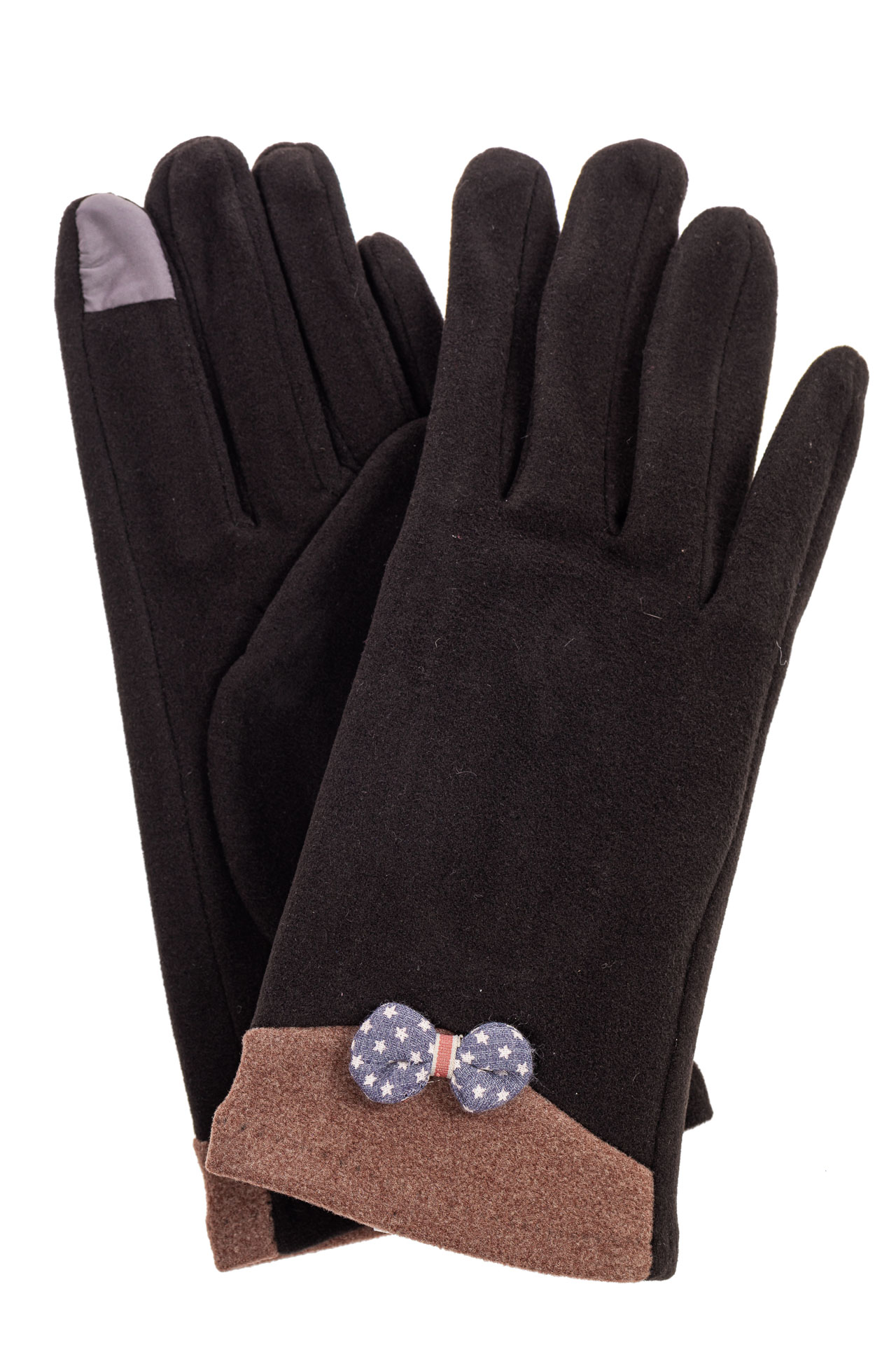 На фото 1 - Классические перчатки женские текстильные, цвет черный