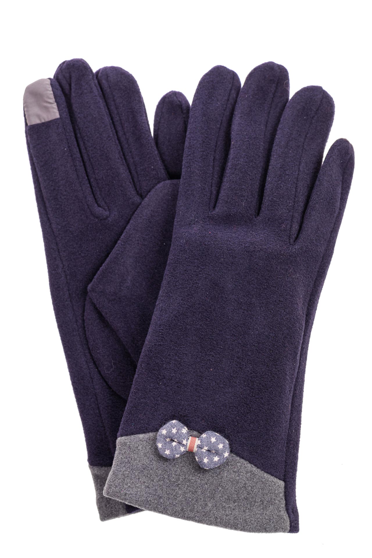 На фото 1 - Классические перчатки женские текстильные, цвет синий