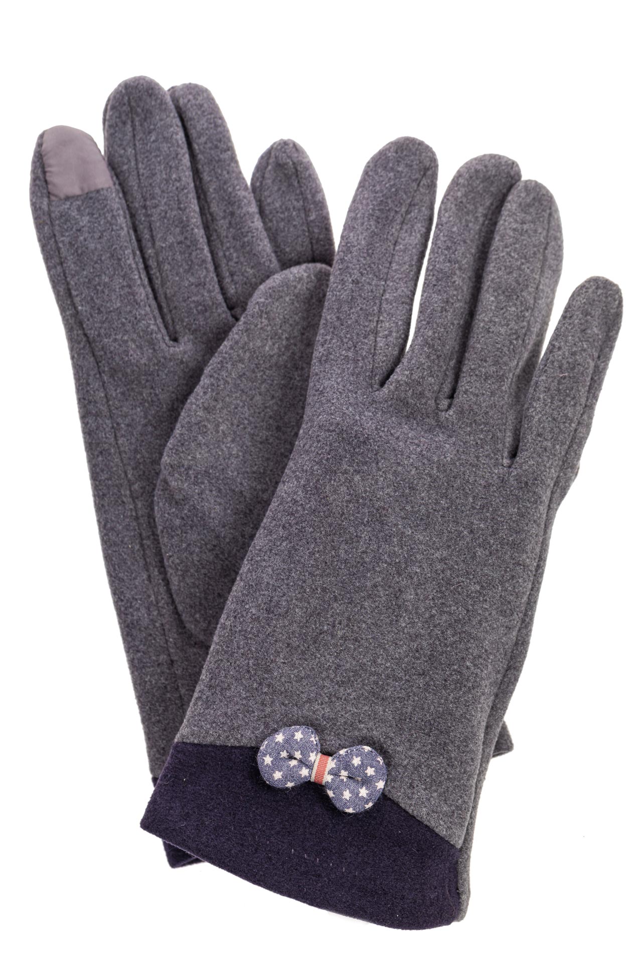 На фото 1 - Классические перчатки женские текстильные, цвет серый