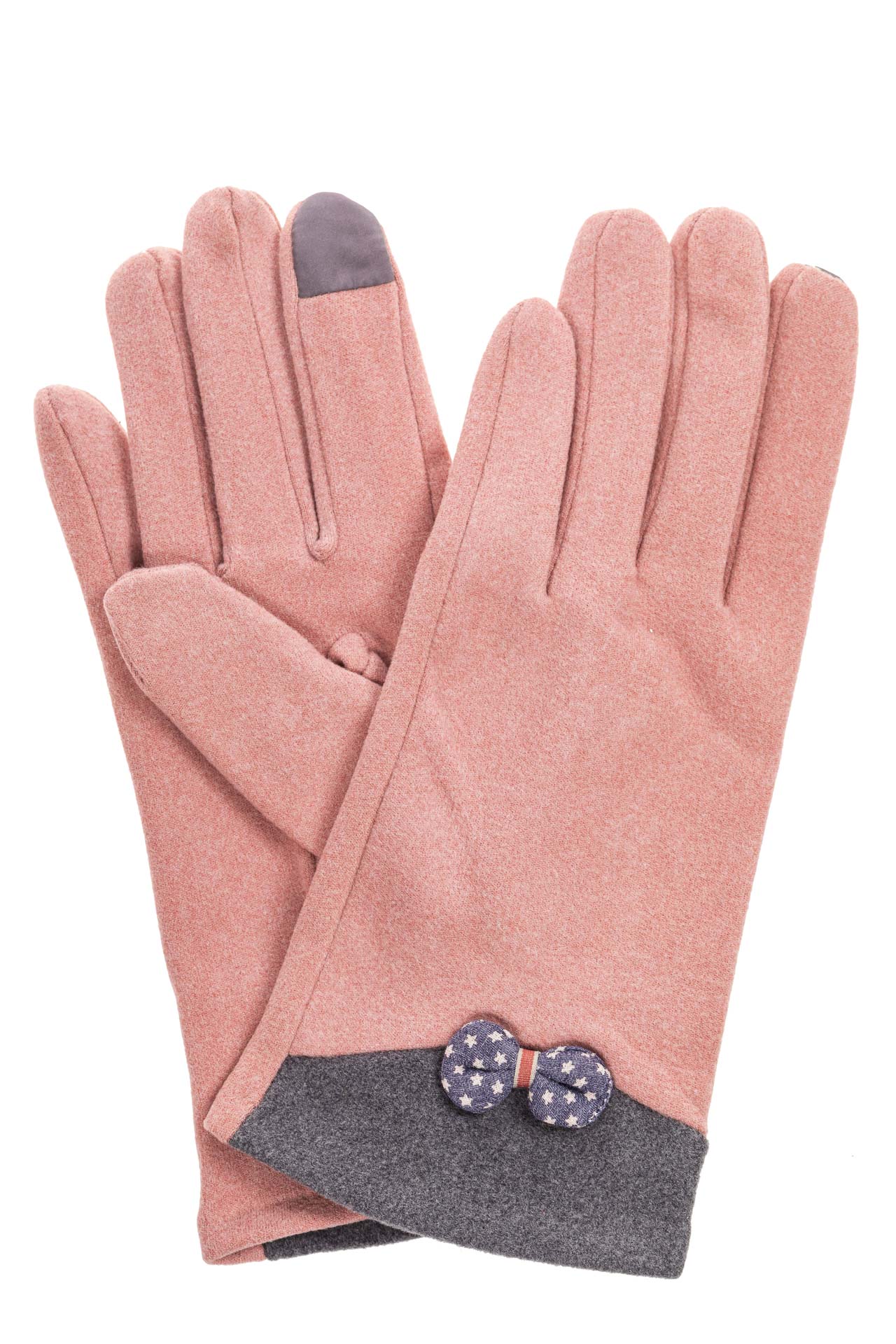 На фото 1 - Классические перчатки женские текстильные, цвет розовый