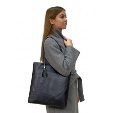 На фото 1 - Женская сумка из натуральной кожи, цвет графит