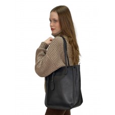 На фото 1 - Женская сумка  из натуральной кожи, цвет черный
