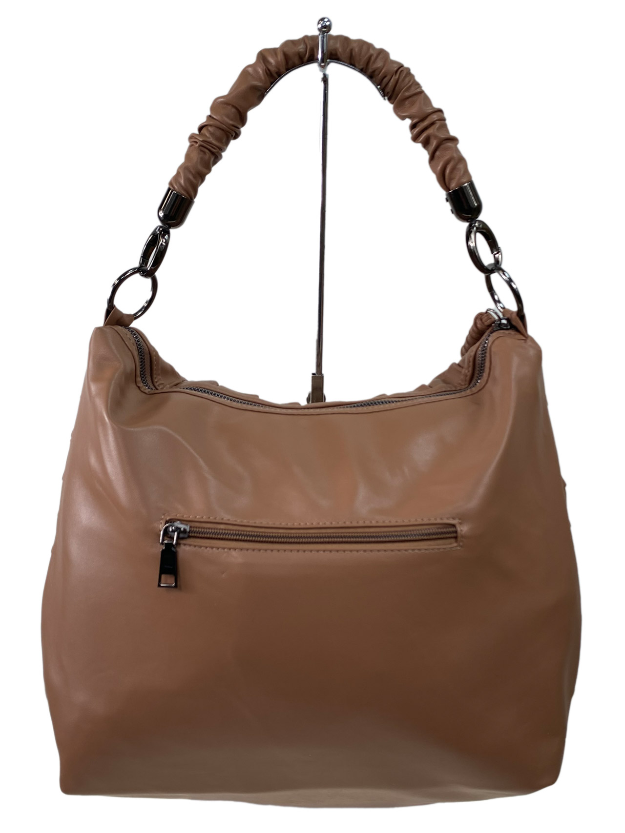 На фото 2 - Женская сумка  из искусственной кожи, цвет бежево-коричневый