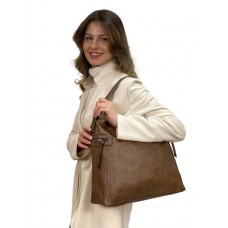 На фото 1 - Женская сумка  из искусственной кожи, цвет коричневый