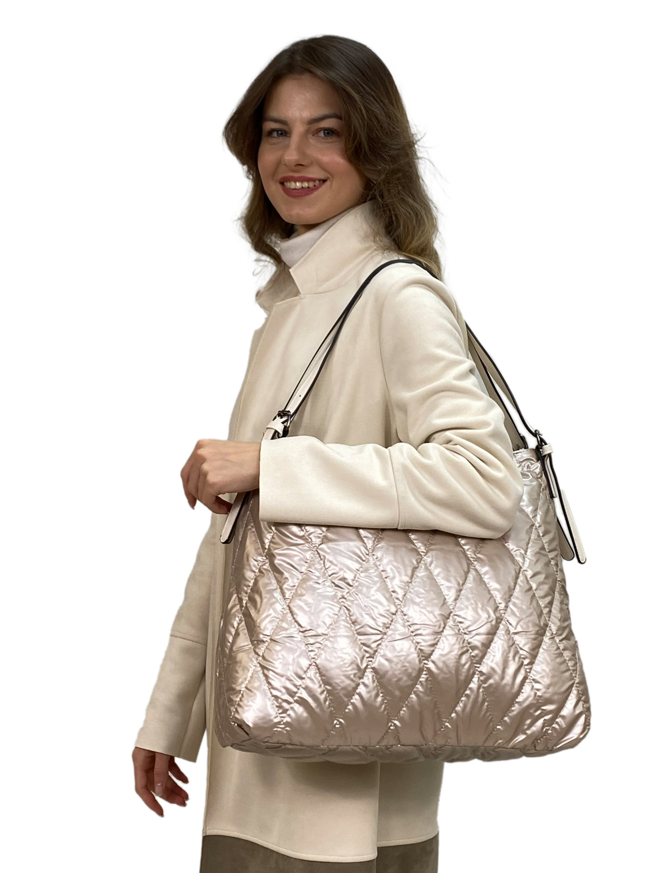 На фото 1 - Женская сумка  из водоотталкивающей ткани, цвет молочный