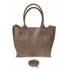 На фото 2 - Женская сумка шоппер из натуральной кожи, цвет бежевый