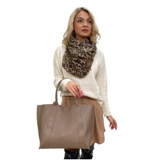 На фото 3 - Женская сумка шоппер из натуральной кожи, цвет бежевый