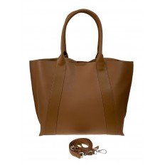 На фото 2 - Женская сумка шоппер из натуральной кожи, цвет коричневый