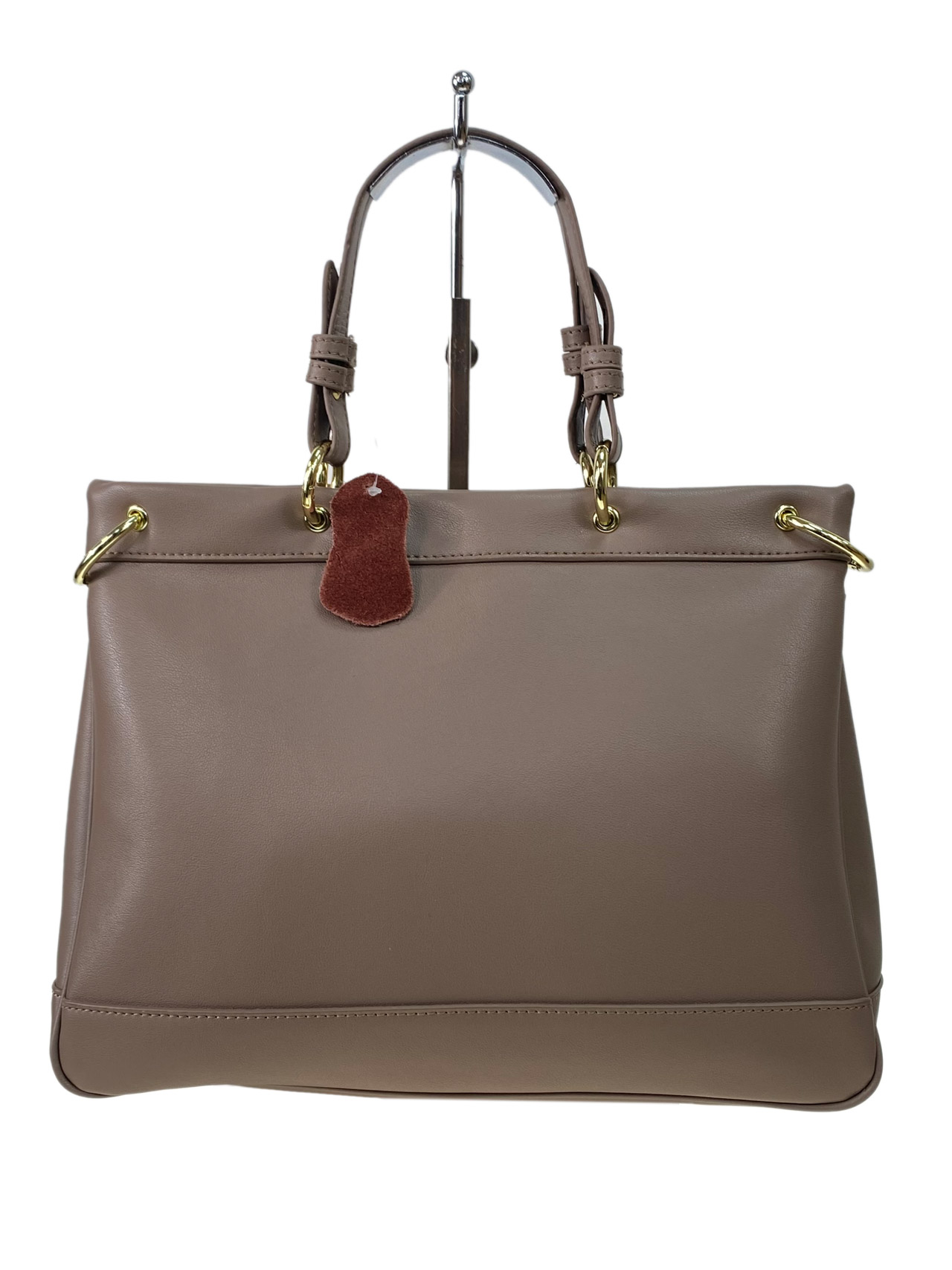 На фото 3 - Женская сумка из натуральной кожи, цвет  серо бежевый