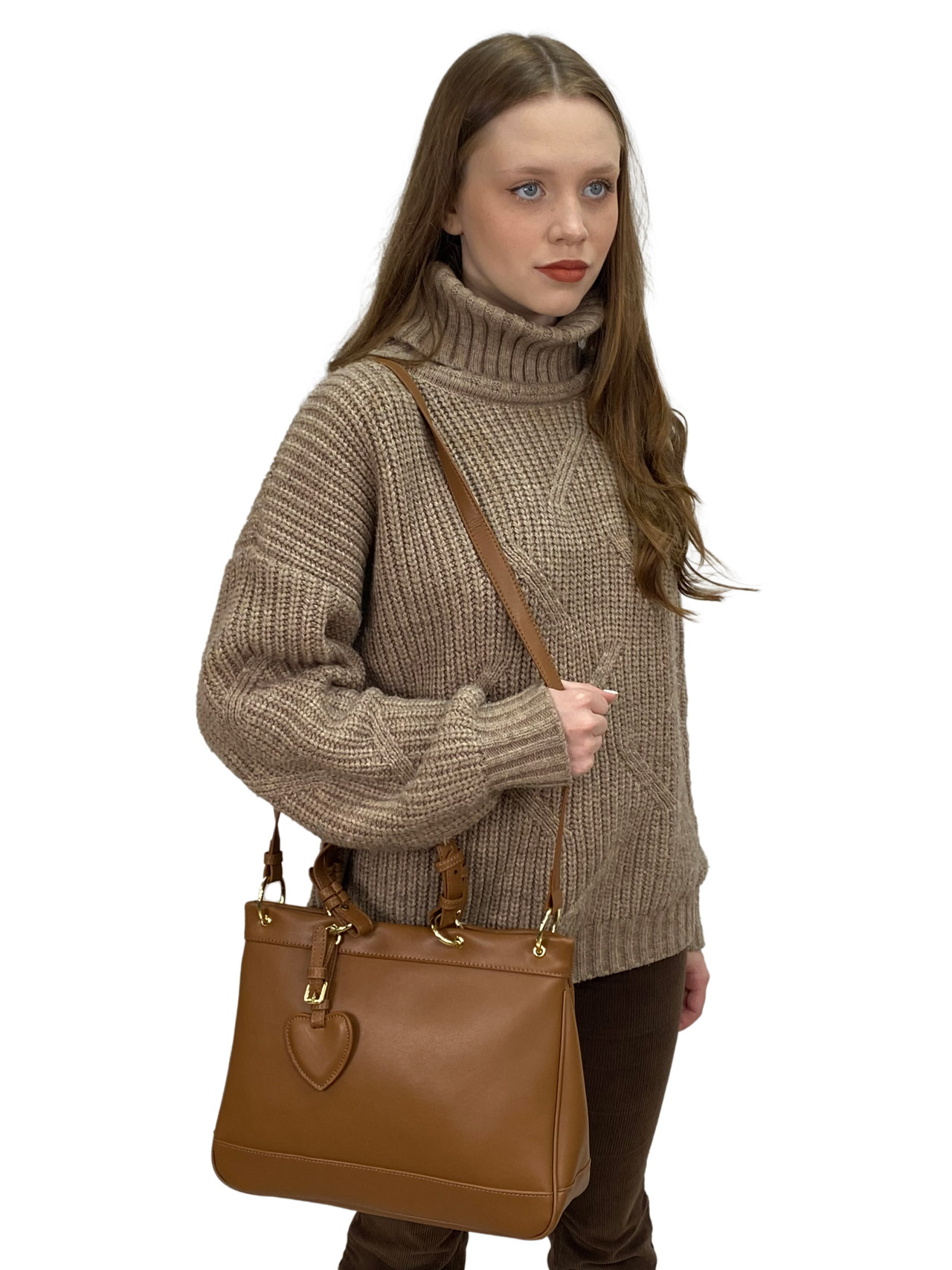 На фото 2 - Женская сумка из натуральной кожи, цвет  коричнево рыжий