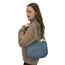 На фото 1 - Женская сумка хобо из натуральной кожи, цвет бирюзовый