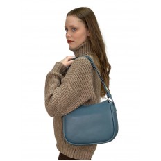 На фото 2 - Женская сумка хобо из натуральной кожи, цвет бирюзовый