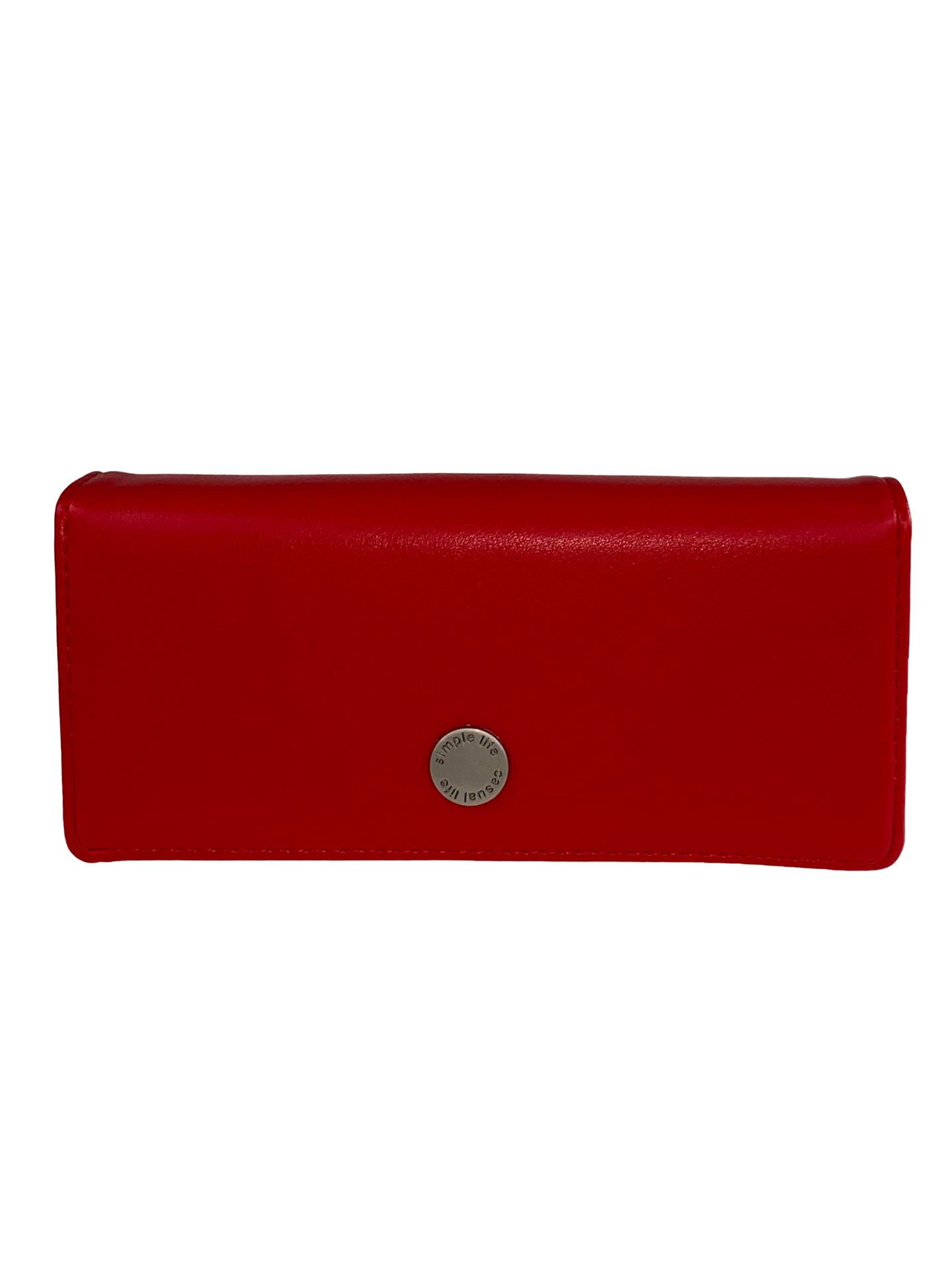 На фото 1 - Женское портмоне из искусственной кожи красного цвета