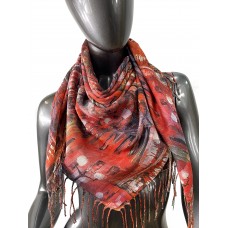 На фото 1 - Двухсторонний платок батик из хлопка, мультицвет