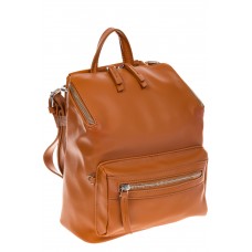 На фото 1 - Мягкий рюкзак-трансформер из эко-кожи коричневого цвета F1011