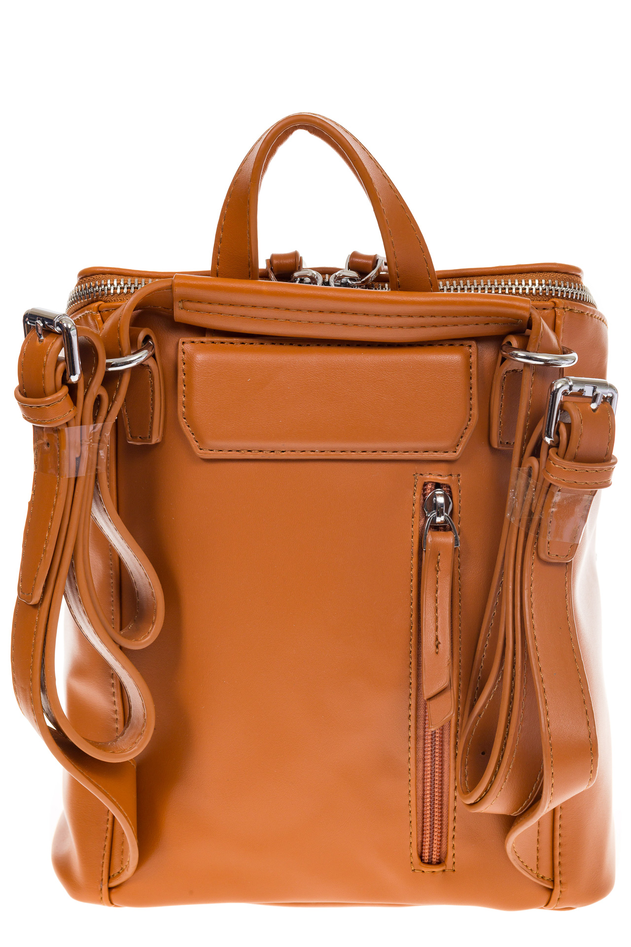 На фото 3 - Мягкий рюкзак-трансформер из эко-кожи коричневого цвета F1011