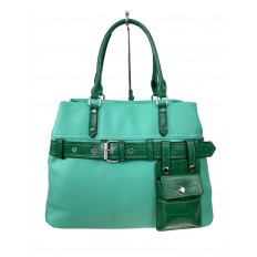 На фото 2 - Женская сумка из искусственной кожи, цвет зеленый