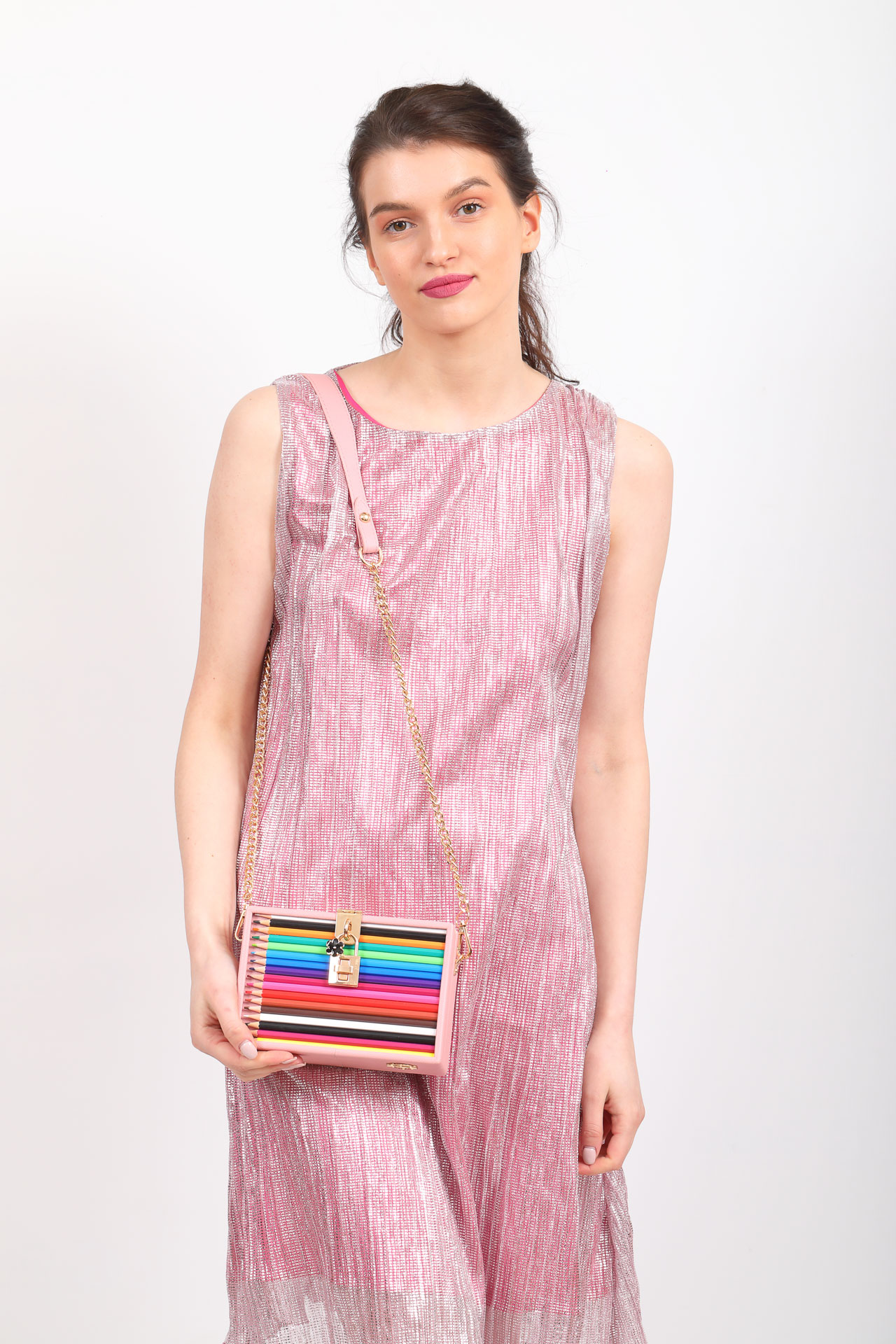 На фото 5 - Каркасная театральная сумочка из искусственной кожи, цвет розовый