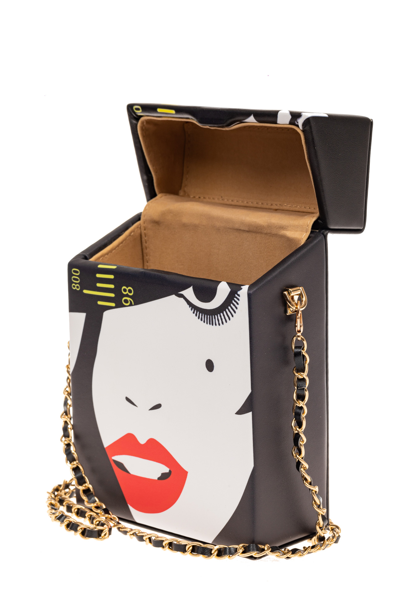 На фото 4 - Необычная каркасная сумочка из искусственной кожи, мультиколор, основной цвет черный